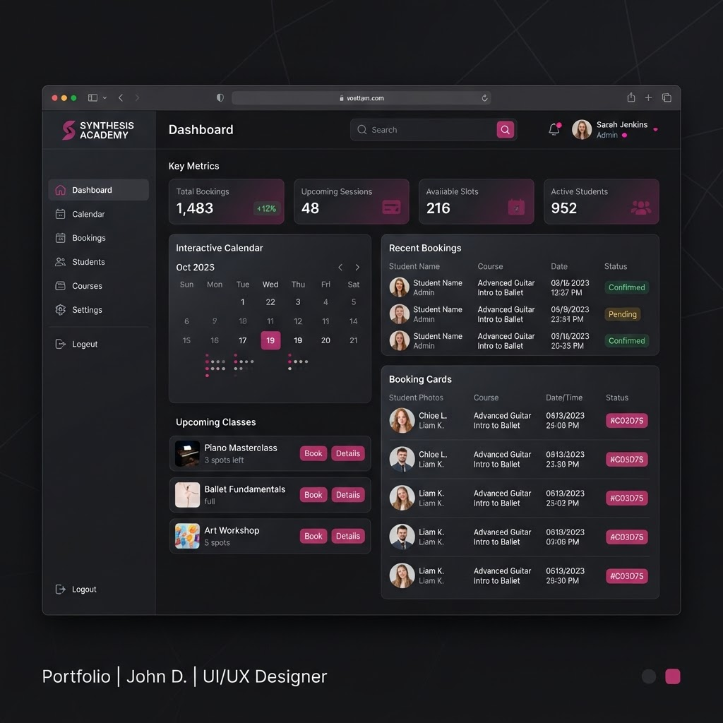 Preview of the Academy Booking System project